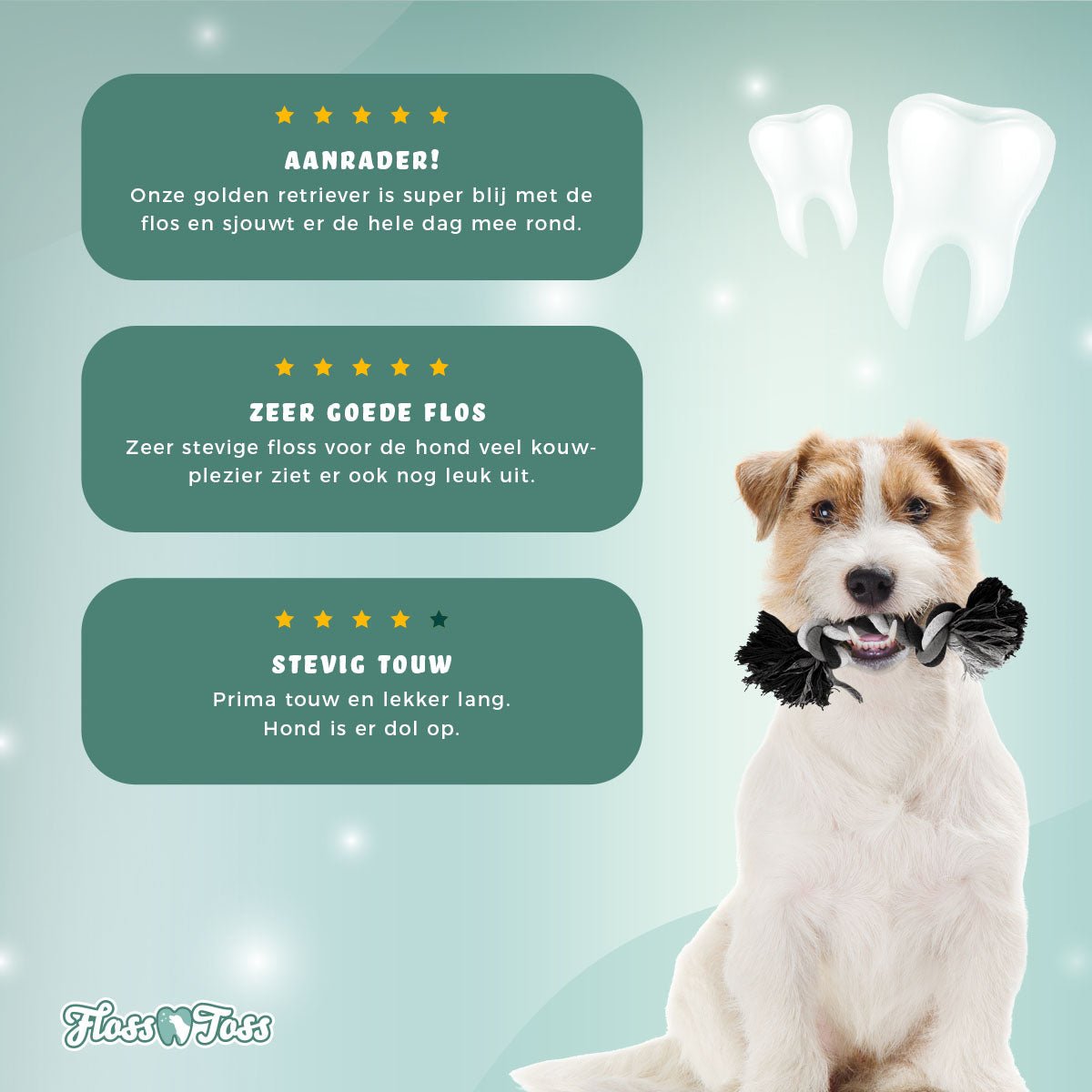 Floss Toss Dental Rope 2 Knot - all for animals