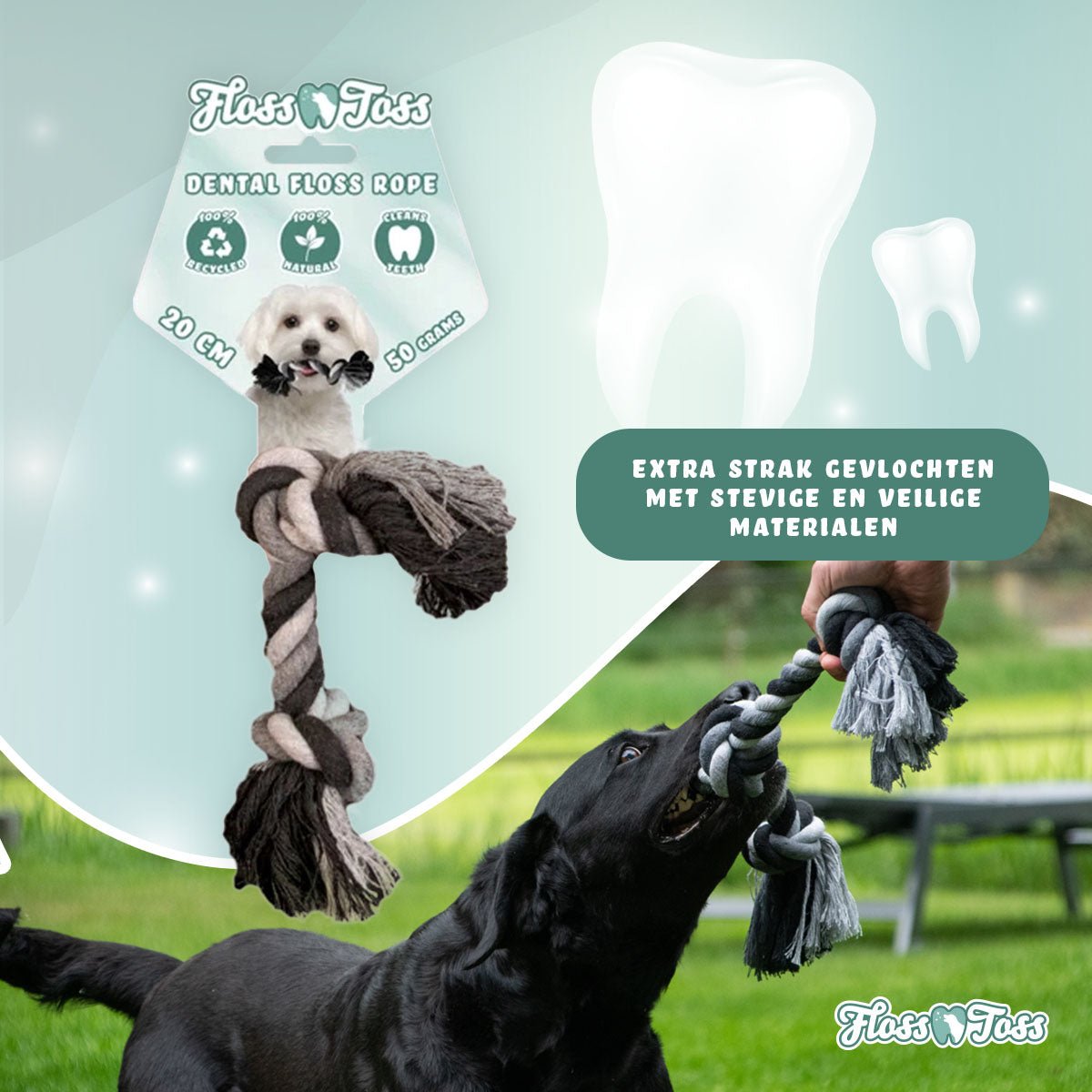 Floss Toss Dental Rope 2 Knot - all for animals