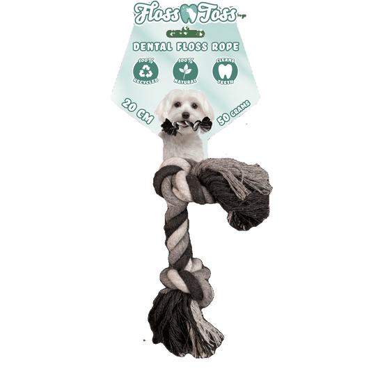 Floss Toss Dental Rope 2 Knot - transparante productafbeelding