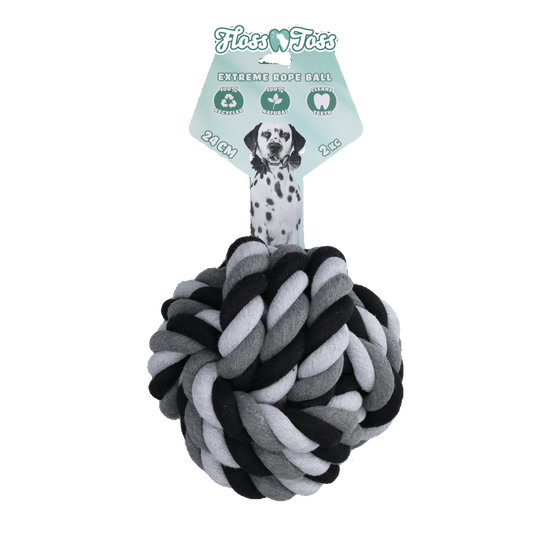 Floss Toss Dental Rope Exteme Ball - 24 cm - transparante productafbeelding