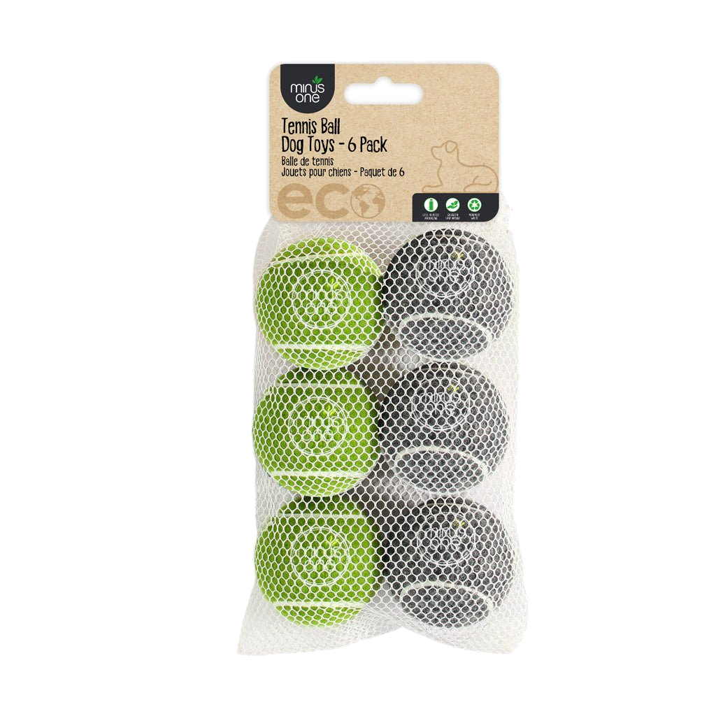 Minus One Bouncy Tennis Ball Dog Toys 6-pack - transparante productafbeelding