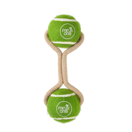 Minus One Dog Tennis Ball Rope Toy Double Meadow - all for animals