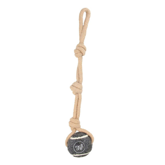 Minus One Dog Tennis Ball Rope Toy Single Grey - all for animals
