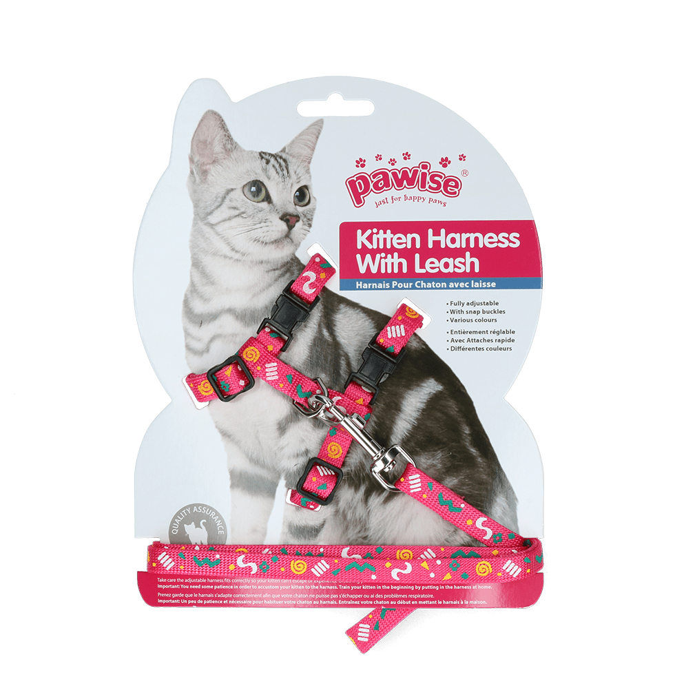 Pawise Kitten Harness With Leash Pink/Purple - all for animals
