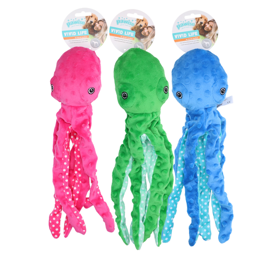 Pawise Multicolor Plush Octopus (3 colour assorted - all for animals
