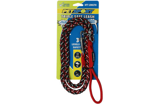 Petsport Triple Safe Leash Rood 1,2 m - all for animals