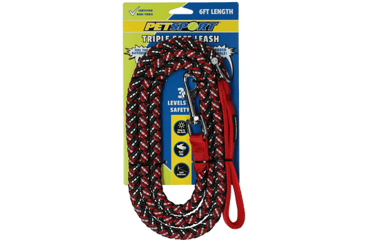 Petsport Triple Safe Leash Rood 1,8 m - all for animals