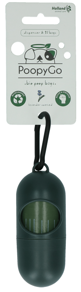 PoopyGo dispenser incl. 15 zakjes lavendelgeur - all for animals