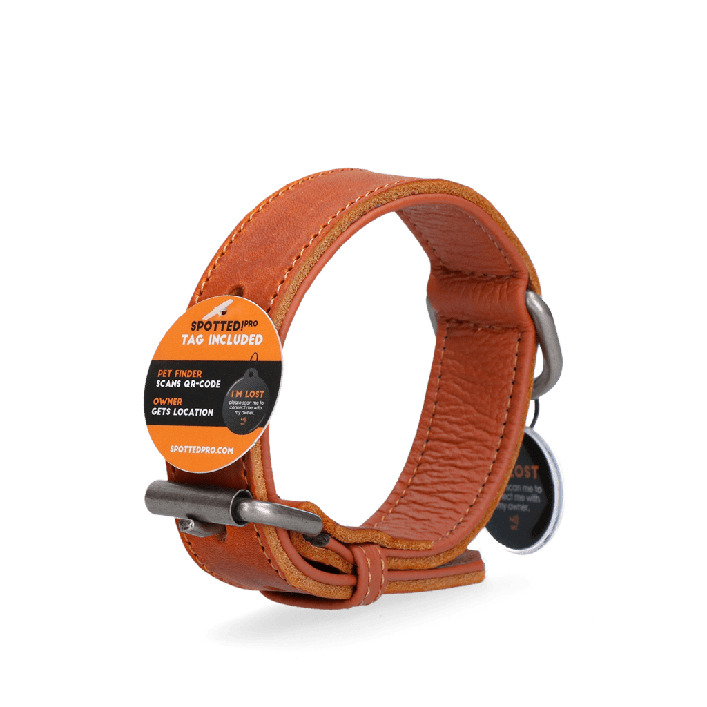 Spotted! Pro Leren Halsband Cognac 3 x - all for animals
