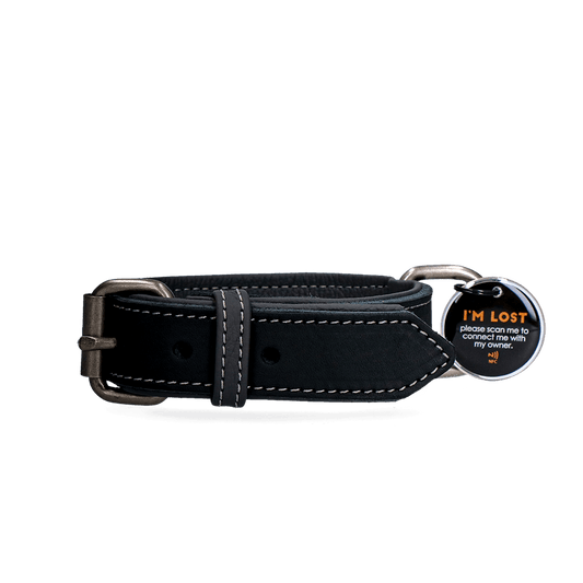 Spotted! Pro Leren Halsband Zwart 2,5 x - all for animals