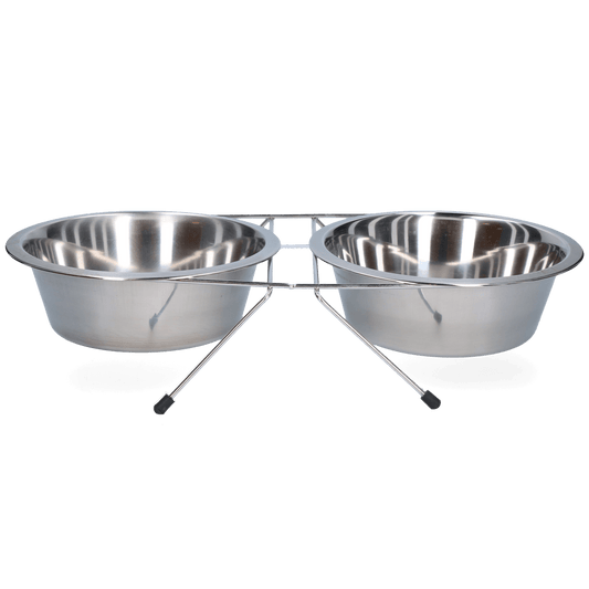 Voer en drinkbak RVS met standaard Ø 21 cm (1750 ml) - all for animals